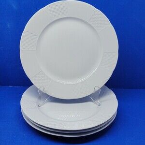 Vista Alegre Basket Weave Gardel Branco White 8" Salad Plates Bundle of 4